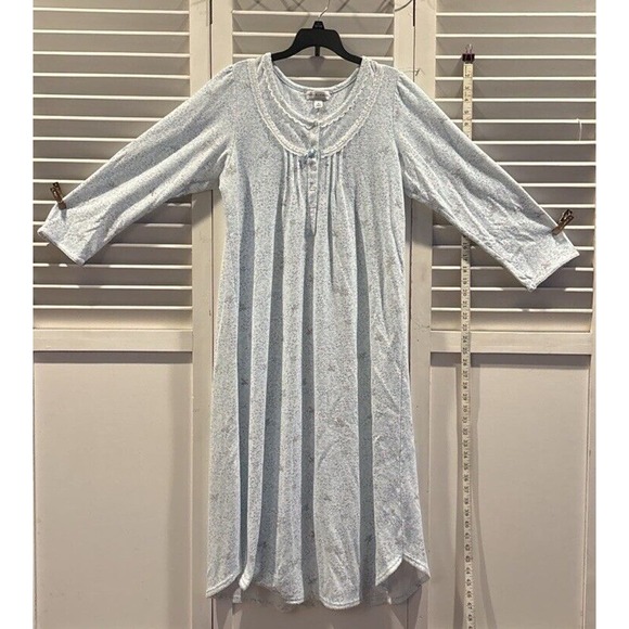 Vintage Miss Elaine Nightgown Medium Blue Fancy Detailed Trim Cottagecore‎ - Picture 2 of 7